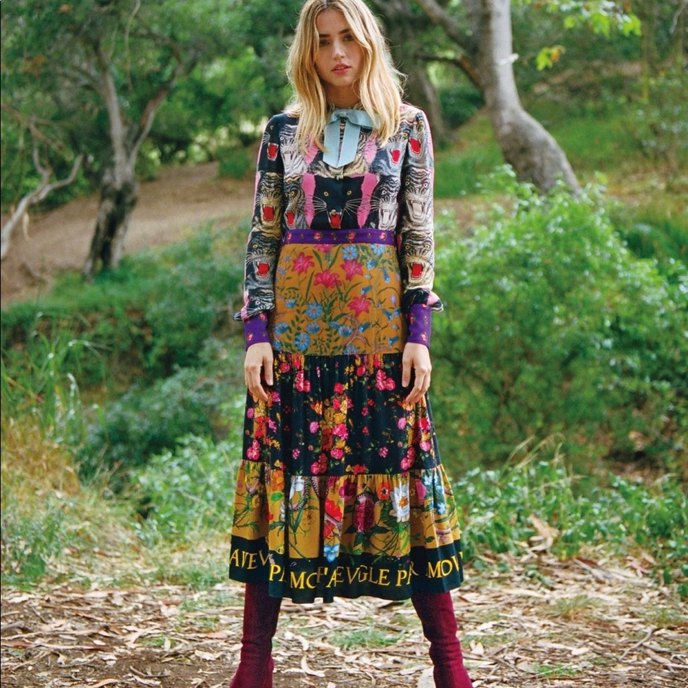 Gucci Cat and Flora patchwork dress